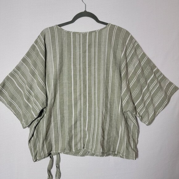 Time & Tru Womens Top Sz XXL Pull Over Side Knot Rayon Linen Blend Sage Green - Picture 2 of 13